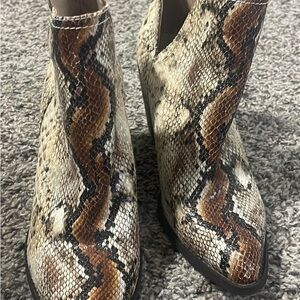 Snakeskin Ankle Boots - Brown and Black
